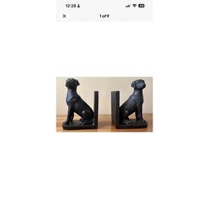 Sitting Black Labrador Dogs Book Ends In Black Set Of 2 8” H, 4.5” W, 6” D